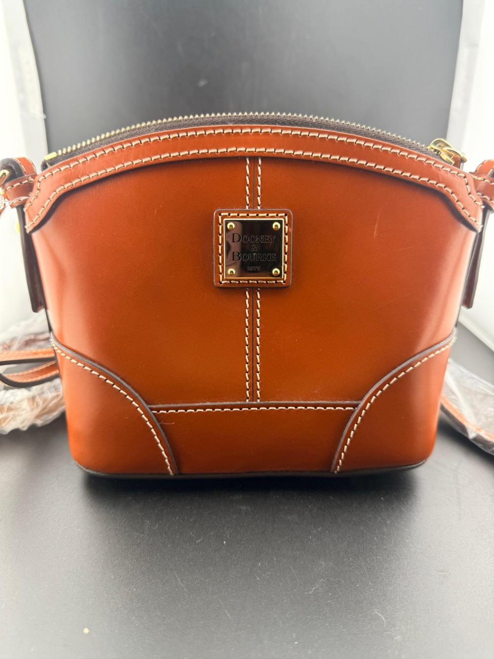 Dooney & Bourke Burnt Orange Leather Crossbody with Gold Hardware